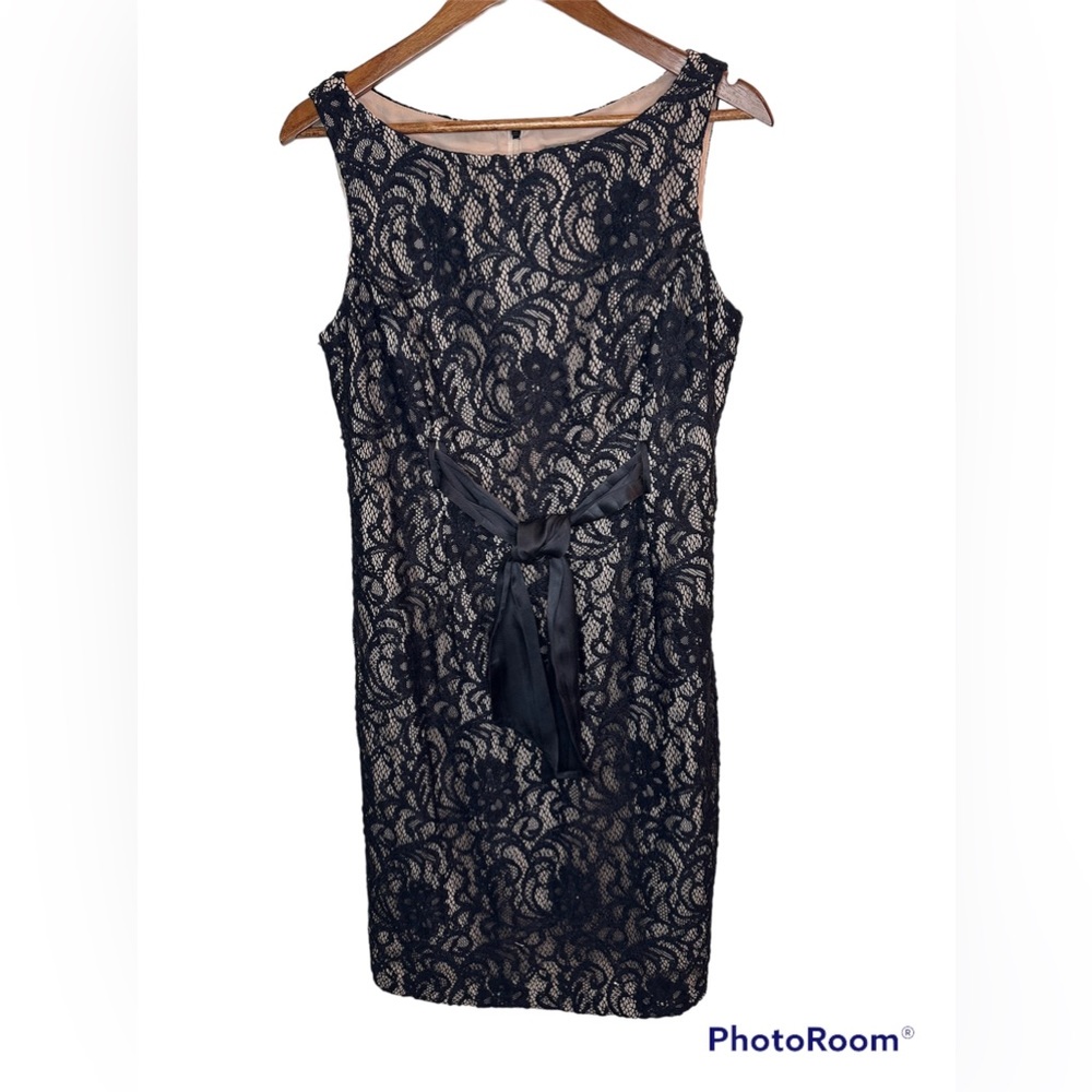 Taylor Beautiful Black Lace Silk  Dress Size 10